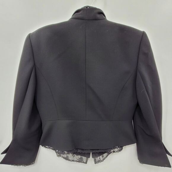 Liz Claiborne Vintage Black Lace Trim 3 Button‎ Whimsy  Midi Shirt Set Suit - Picture 3 of 16